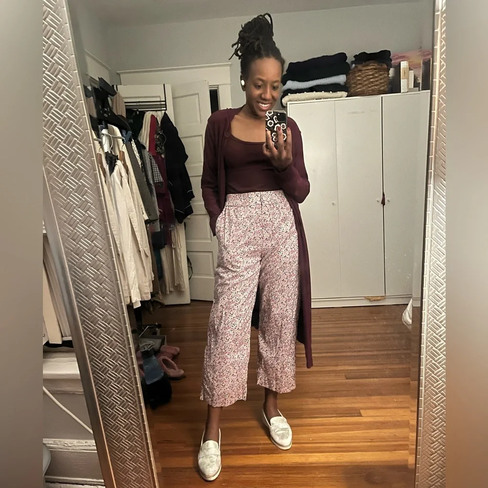 donated crew liberty collection floral cotton pants - Picture 2 of 2